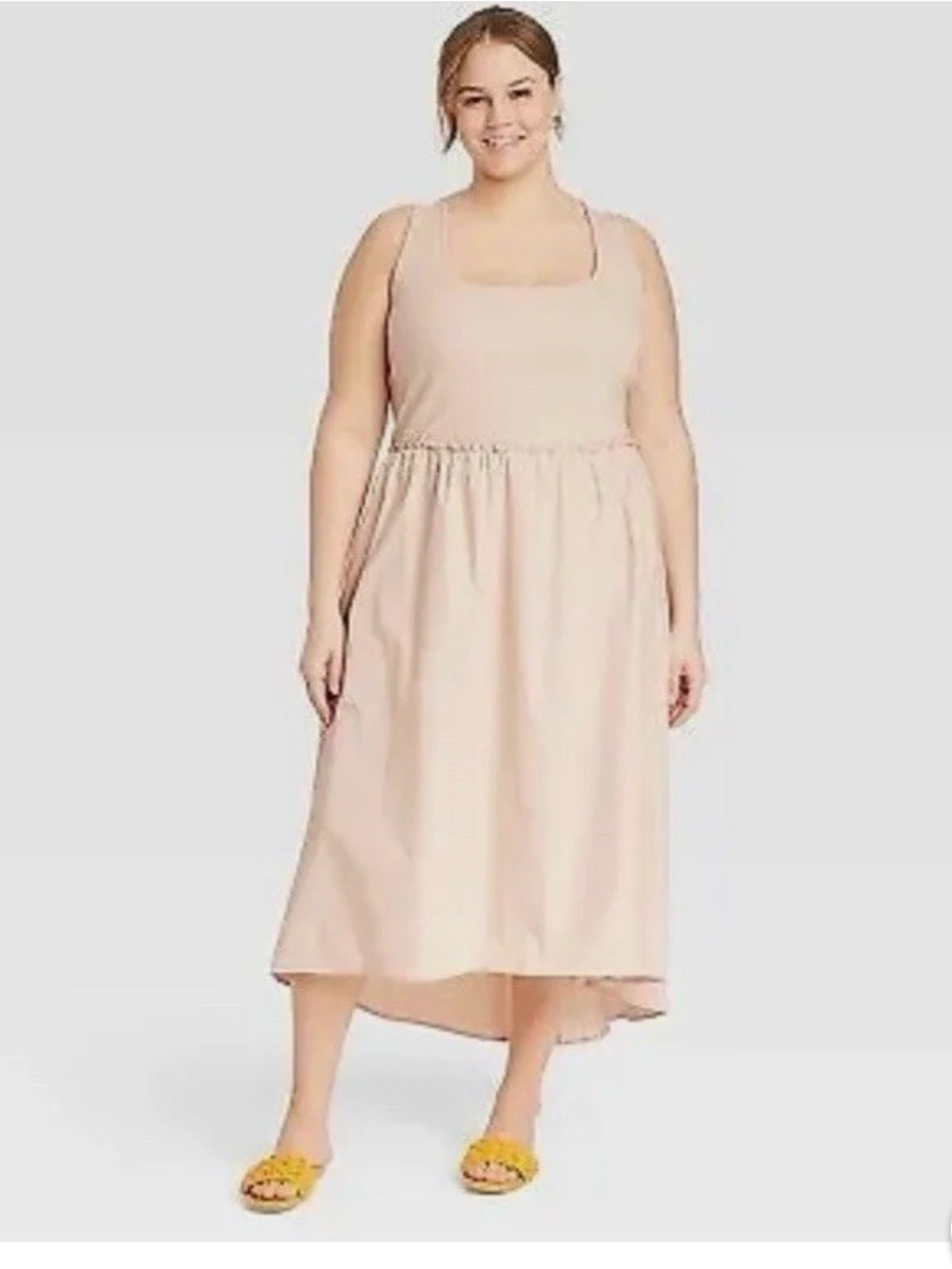 A New Day Ballet Midi Dress Large Beige Ribbed Sleeveless Target